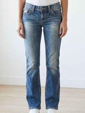 Silver Jeans Co Suki Surplus Bootcut Low Rise Denim Blue Jeans Plus Size 18 L30⁠